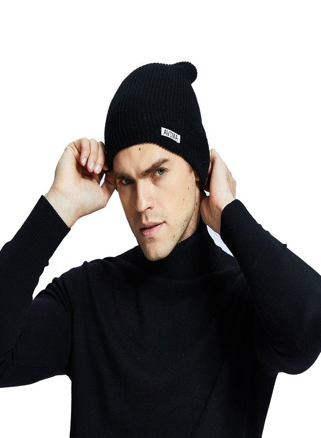 AVIMA Reversible Beanie Hat for Men, Women & Kids in Many Colors | Stretchy, Comfy, Slouchy & Snug Cap Woven Design| Improve Your Looks, Mix & Match with Outfits, Warm Your Head (Black and Grey) - Image 3