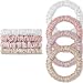 WantGor Scrunchies Hair Ties Silk Satin Scrunchy WantGor Women 4PC Pure Mulberry Silk Skinny Elastic Scrunchies Hair Bands Bracelets Ponytail Holders Hair Accessories ChampagneWhitePinkLight Pink - Image 2