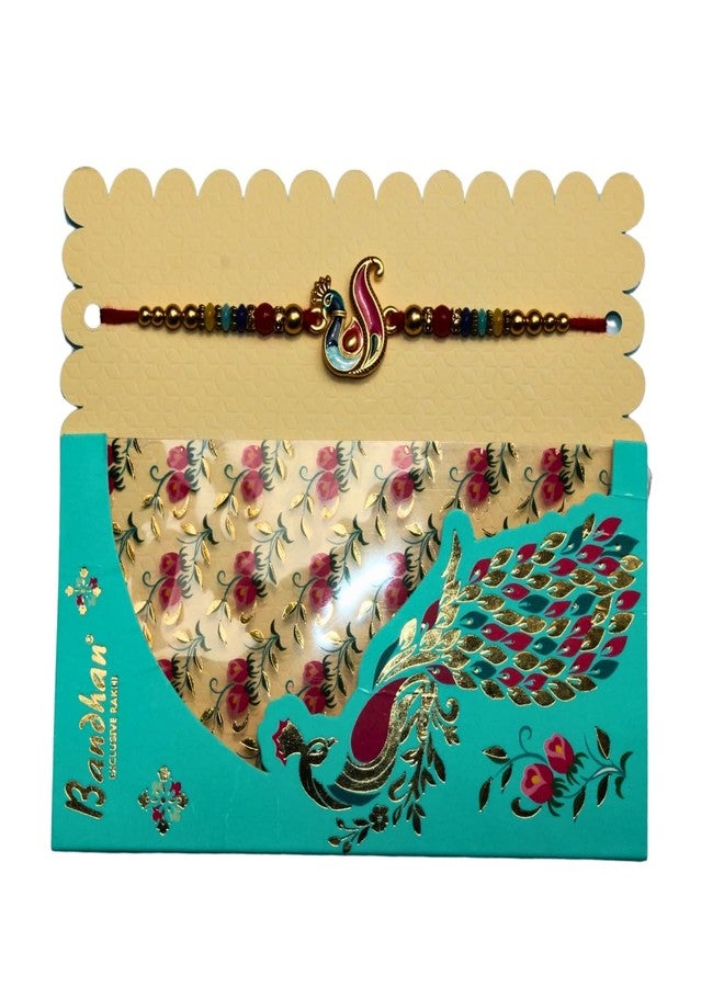 BANDHAN Peacock Rakhi With Elaborate Meenakari Work | simple rakhi, raksha rakhi - Image 1