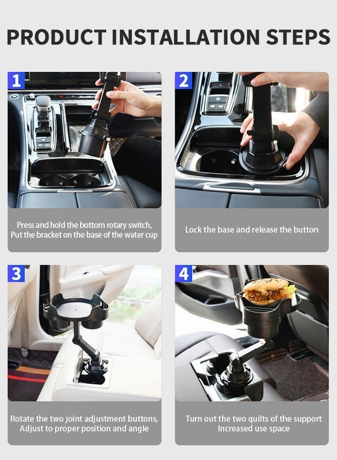 GROIC Multifunctional,Adjustable Car Tray,4 in 1 Food Tray with Surface Phone Slot and 360 Degree Swivel Armfor Organizer Hold Water Bottles,Car Storage Supplies - Image 5