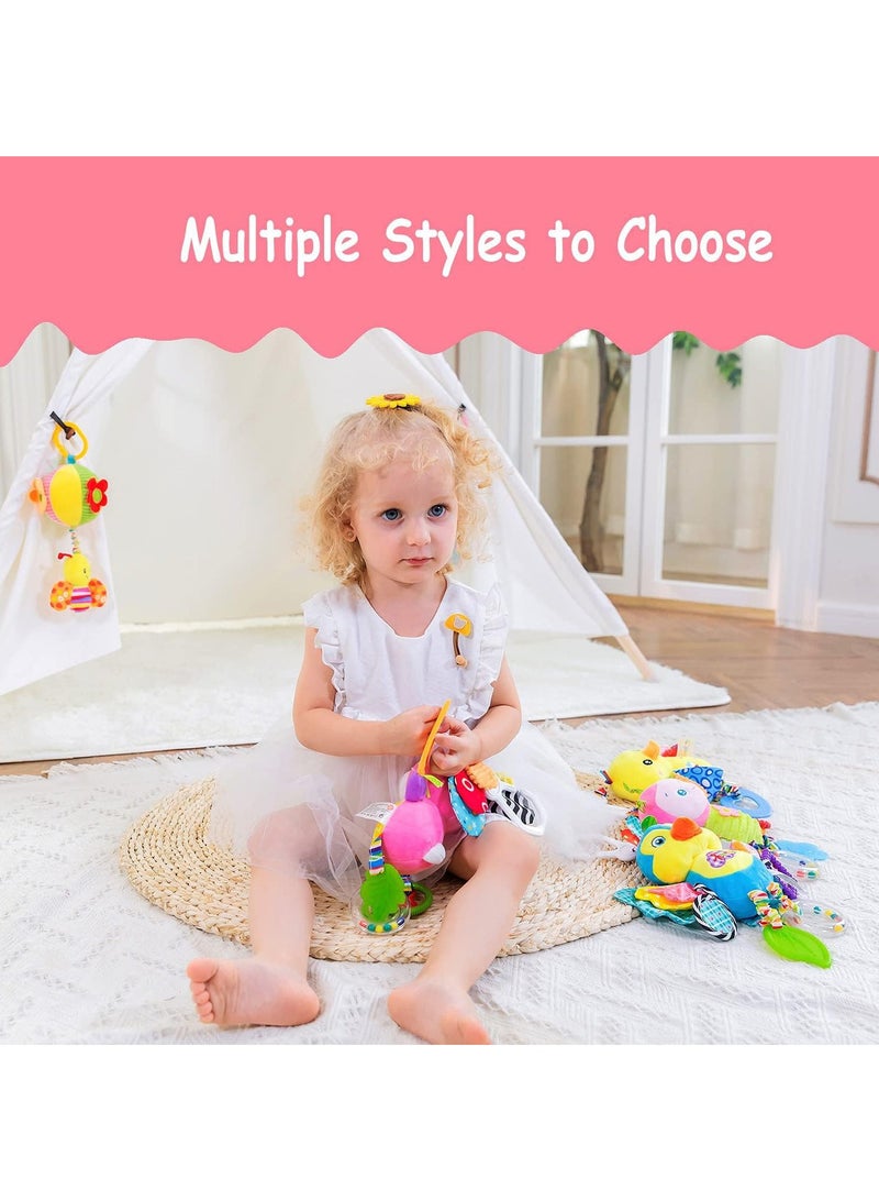 YelaJoy Giraffe Hanging Rattle Toys, Soft Baby Hanging Toys, 15 Inch Baby Rattle Crinkle Squeaky Toys, Stroller Car Seat Crib Plush Animal Activity Toys Gift for Newborn Infant 0 3 6 9 12 Months - Image 4