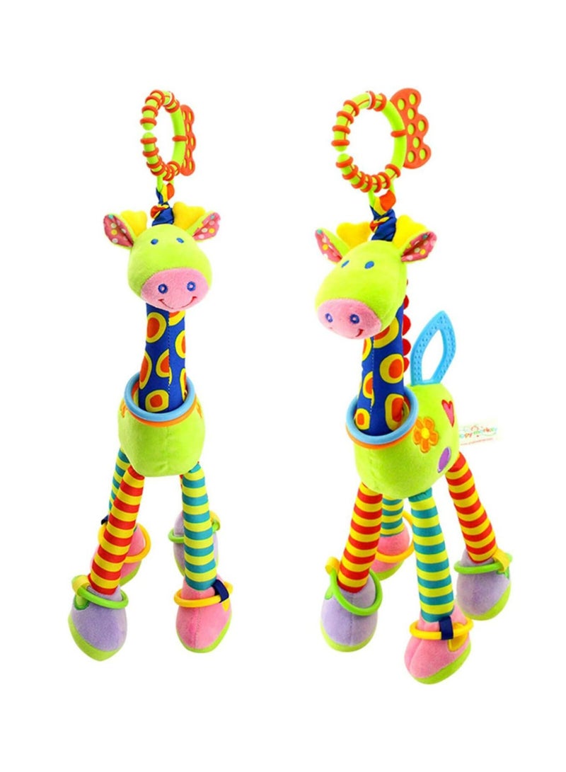 YelaJoy Giraffe Hanging Rattle Toys, Soft Baby Hanging Toys, 15 Inch Baby Rattle Crinkle Squeaky Toys, Stroller Car Seat Crib Plush Animal Activity Toys Gift for Newborn Infant 0 3 6 9 12 Months - Image 5