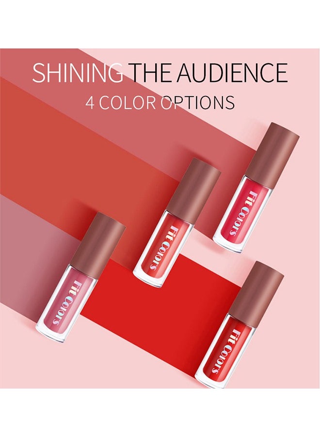 Fit Colors مجموعة ملمع الشفاه - 4 قطع 4 ألوان غير لامع أحمر الشفاه السائل ماكياج مجموعة، ماتي مخملي طويل الأمد ارتداء غير لاصق كوب لا تتلاشى ماء الشفاه الملمع (# 01)  - Image 4
