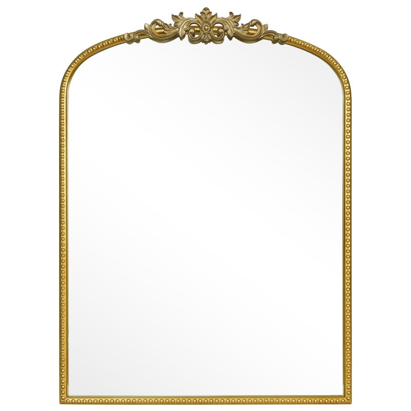 WallBeyond Gold Vintage Mirror for Vanity 24x32 Inch, Gold Antique Mirror with Ornate Frame, Arched Vintage Wall for Bathroom, Living Room, Fireplace, Entryway - Image 2