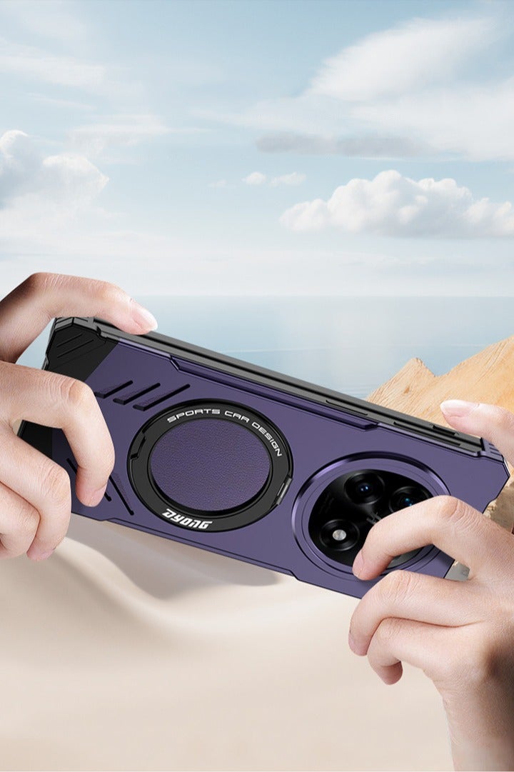 عام غطاء متوافق مع أوبو فايند N5، مصمم لتبديد الحرارة مع ملمس معدني بدون إطار، مزود بغطاء انزلاقي قفل ميكانيكي وحامل مغناطيسي دوار 360 درجة. - Image 2