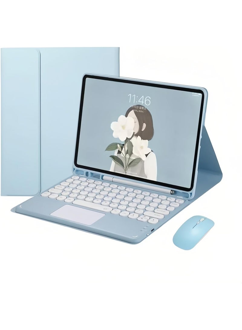 general Keyboard Case for Galaxy Tab S10 FE Plus 13.1 inch 2025 SMX620 SMX620B Detachable Touchpad Keyboard with Pen Holder Bluetooth Mice Retro Round Key Cute - Image 1