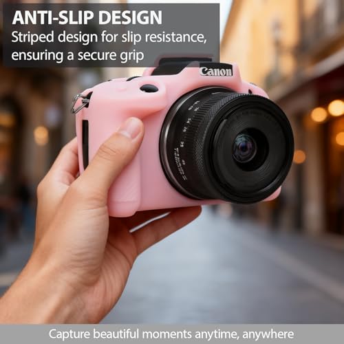 Frevyve Case for Canon EOS R50 Camera, Soft Silicone Protective Case, Anti-Scratch, Slim Fit Sleeve Cover with Screen Protector Accessories for Canon R50 (Jelly Pink) - Image 3