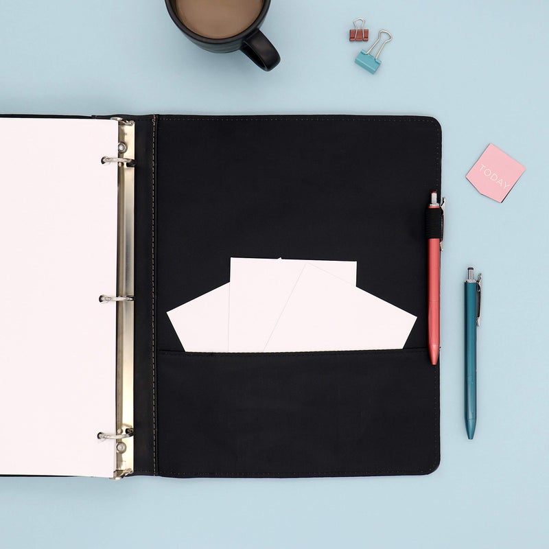 Blue Sky ProView Legacy Black 3 Ring Binder, Letter Size, 1", Textured Faux Leather Cover, Built-in Pockets, Holds 175 Sheets (94029) - Image 5