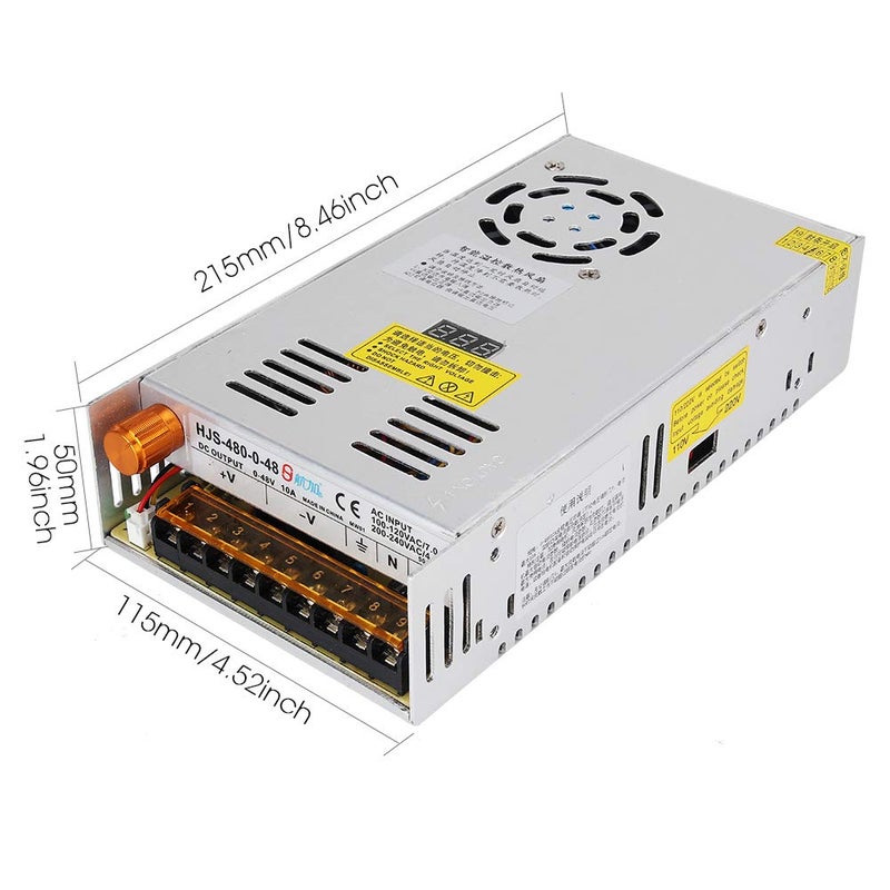 Titoe Adjustable DC Power Voltage Converter AC 110V-220V to DC 0-48V 10A Module Switching Power Supply Digital Display 480W Voltage Regulator Transformer Built in Cooling Fan - Image 2