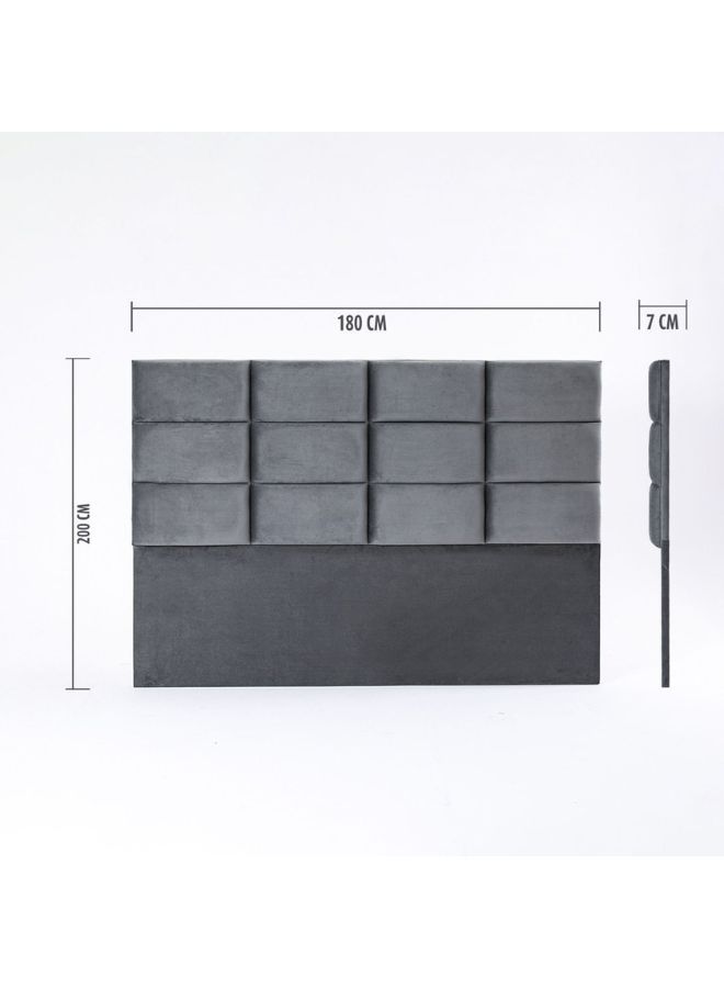 Karnak Square Design Upholstered Velvet Bed Frame Bedroom Furniture Strong And Sturdy Modern Design Wooden Bed | Quiet & Comfortable Bed (King - 180x200cm, Grey) - Image 5