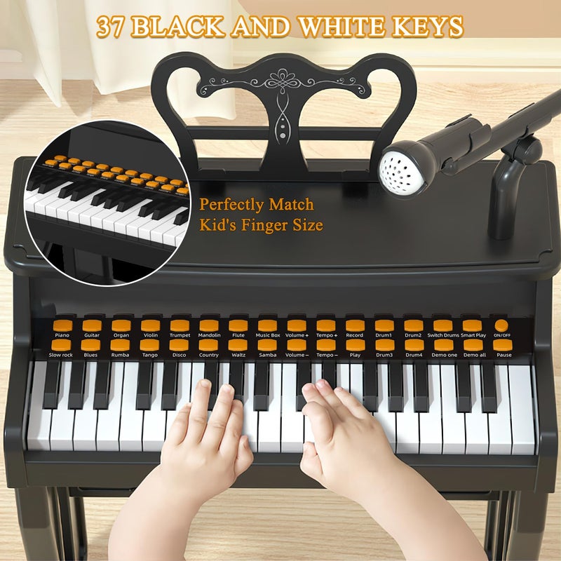 Dollox Keyboard Piano for Kids, Toddler Piano Toys 37 Keys Kid Musical Instruments Electric Keyboard Baby Pianos for Beginners Mini Music Toy with Stool, Birthday Gift for Age 3 4 5 6 Years Old - Image 4