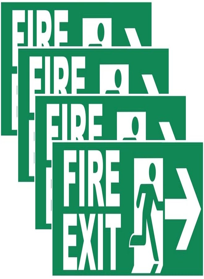 VAAIMAI Fire Exit Run Right Sign Board Vinyl Sign Board Glossy Finish 3mm Foam Board 12X4 Inch, Pack of 4 - Image 1