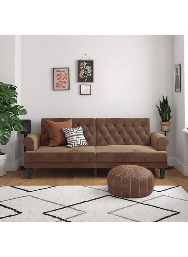House One Chocolate | 3-Seater Sofa Upholstered In Velvet 212x82x84 cm - Light Brown - Image 1