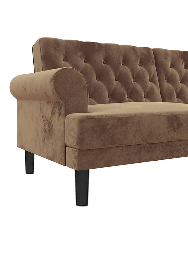 House One Chocolate | 3-Seater Sofa Upholstered In Velvet 212x82x84 cm - Light Brown - Image 5