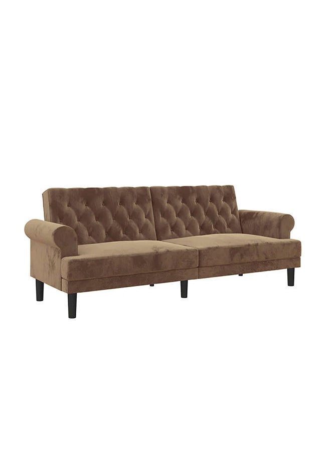 House One Chocolate | 3-Seater Sofa Upholstered In Velvet 212x82x84 cm - Light Brown - Image 2