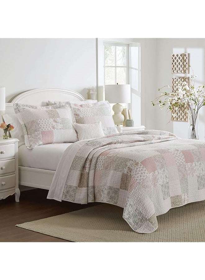 Home King Quilt Set Cotton Reversible Bedding With Matching Shams Home Decor Ideal For All Seasons Celina Patchwork Pink Sage King - pzsku/ZBFFB3CD47B76BE17BF53Z/45/_/1741447022/dc3f5d3e-ec3d-4691-8994-863f451a1c73