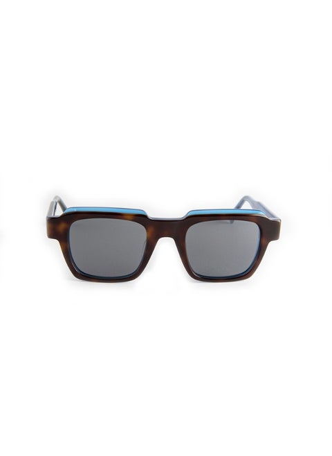 MOOD Blackout Sunglasses, UV Protection Unisex Sunglasses with Unique Black-Blue Multicolor Square Shape Acetate Frame and Grey Lens Color, (MOOD96167SC2)