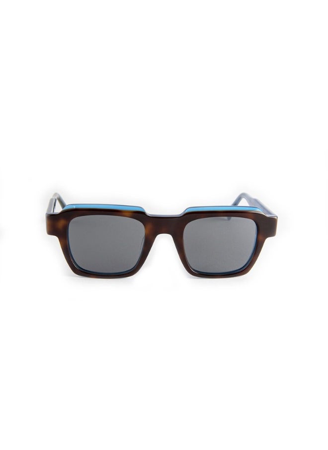 MOOD Blackout Sunglasses, UV Protection Unisex Sunglasses with Unique Black-Blue Multicolor Square Shape Acetate Frame and Grey Lens Color, (MOOD96167SC2)