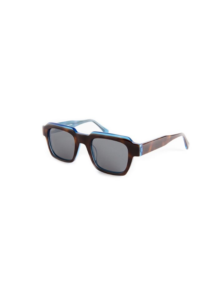 MOOD Blackout Sunglasses, UV Protection Unisex Sunglasses with Unique Black-Blue Multicolor Square Shape Acetate Frame and Grey Lens Color, (MOOD96167SC2)