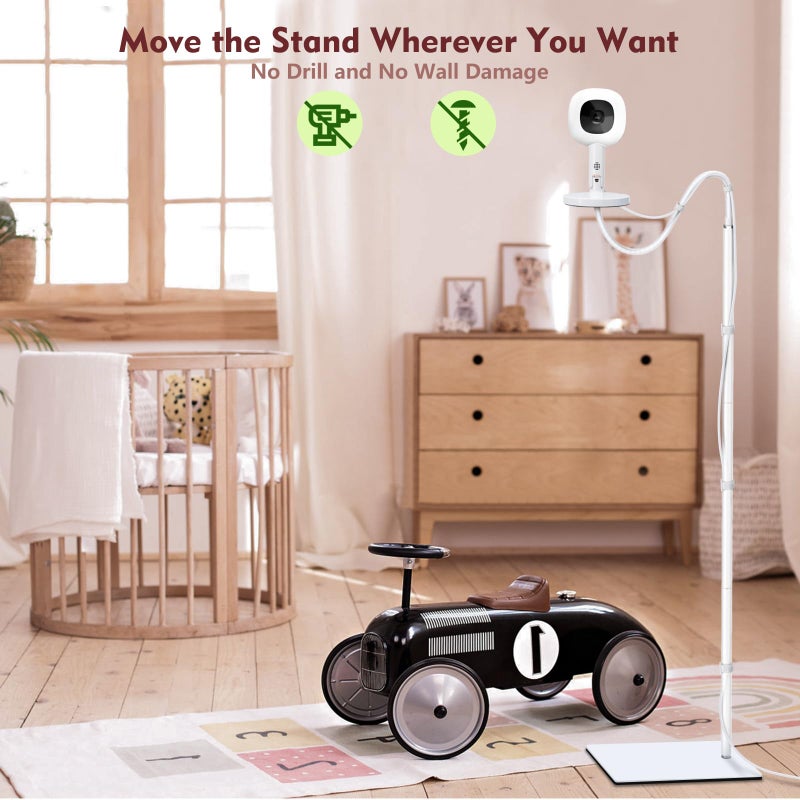 CaGuan Baby Monitor Floor Stand Compatible with HelloBaby, Nanit Pro, Infant Optics, Babysense, Owlet, Baby, Bonoch, Adjustable Height from 37.4-69, Universal Baby Camera Stand Mount, Safety for Nursery - Image 3