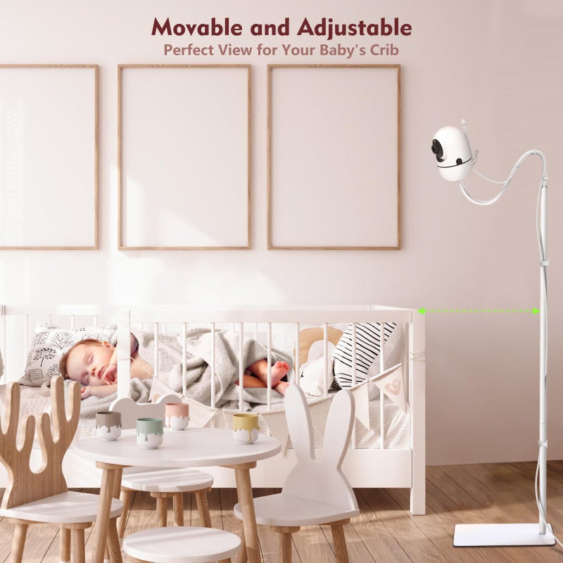 CaGuan Baby Monitor Floor Stand Compatible with HelloBaby, Nanit Pro, Infant Optics, Babysense, Owlet, Baby, Bonoch, Adjustable Height from 37.4-69, Universal Baby Camera Stand Mount, Safety for Nursery - Image 5