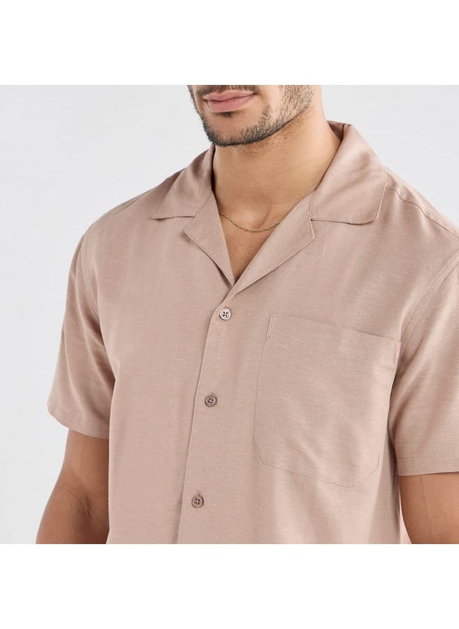 FAV Regular Fit Solid Shirt with Camp Collar and Short Sleeves  - Image 4