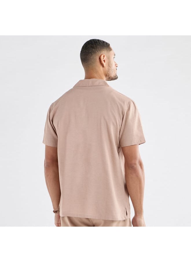 FAV Regular Fit Solid Shirt with Camp Collar and Short Sleeves  - Image 3