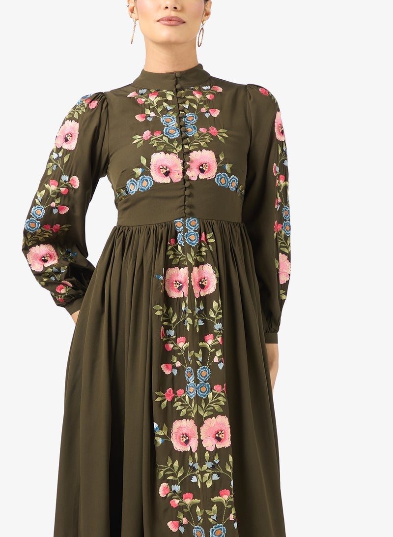 فروك اند فرل فستان بأكمام بالون مطرزة - Image 3