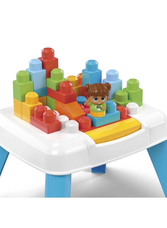 Mega Brands Mega BLOKS Fisher-Price Toddler Blocks Toy Set, Build ‘n Tumble Activity Table with 25 Pieces and Storage, 1 Figure, Blue, Ages 1+ Years  - Image 3