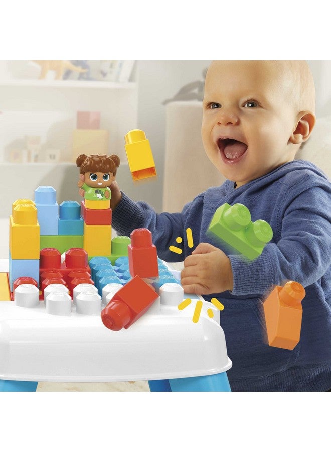 Mega Brands Mega BLOKS Fisher-Price Toddler Blocks Toy Set, Build ‘n Tumble Activity Table with 25 Pieces and Storage, 1 Figure, Blue, Ages 1+ Years  - Image 2