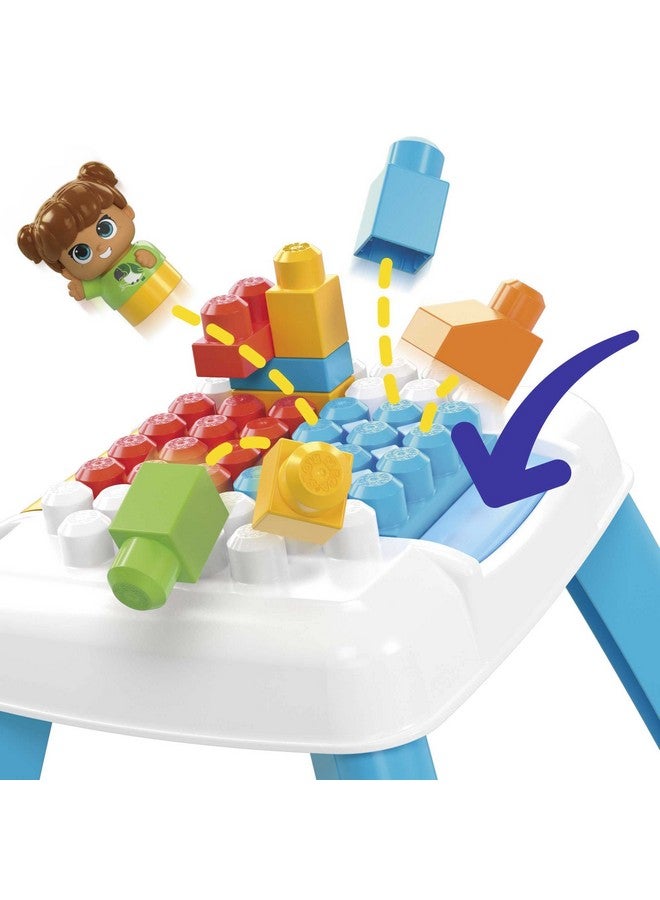 Mega Brands Mega BLOKS Fisher-Price Toddler Blocks Toy Set, Build ‘n Tumble Activity Table with 25 Pieces and Storage, 1 Figure, Blue, Ages 1+ Years  - Image 4