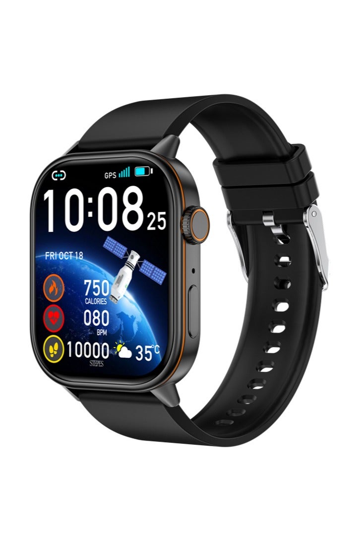 رولستيمي ساعات رجالية ذكية ساعات رياضية بلوتوث الاتصال مساعد صوت وسائط رياضية متعددة مراقبة الصحة آي بي 68 مقاوم للماء كيو إكس 17 أسود - Image 1