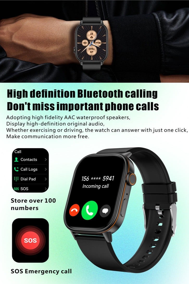 RollsTimi  Men's Watches Smartwatches Sports Watches Bluetooth Calling Voice Assistant Multiple Sports Modes Health Monitoring IP68 Waterproof QX17 Black - Image 4