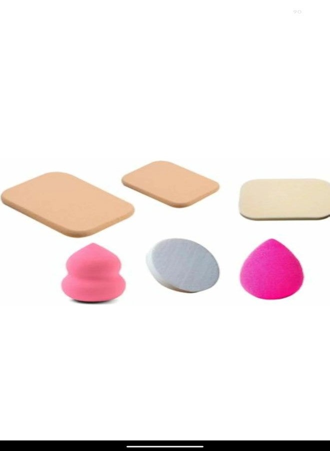 Sponge Makeup Powder Puff Set, Multiple Shapes, Assorted Colors, Beauty Blending Sponge, Pack of 6 - Image 4