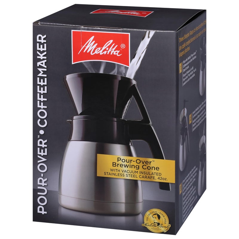 Melitta Pour-Over Coffee Brewer & Stainless Steel Carafe Set with Coffee Filters, 42 Ounce Set - Image 3