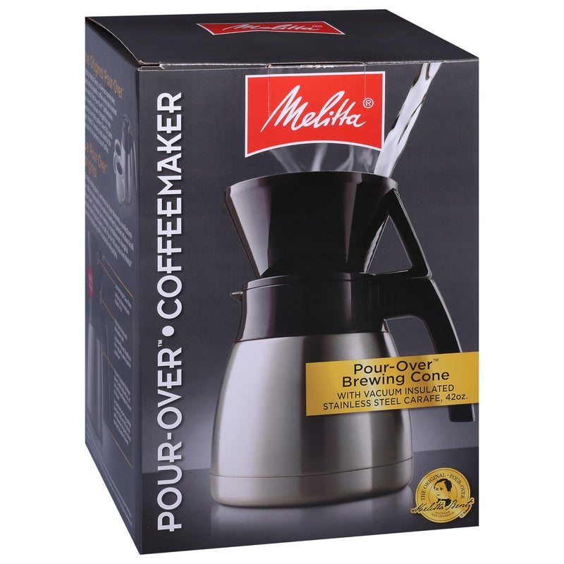 Melitta Pour-Over Coffee Brewer & Stainless Steel Carafe Set with Coffee Filters, 42 Ounce Set - Image 4