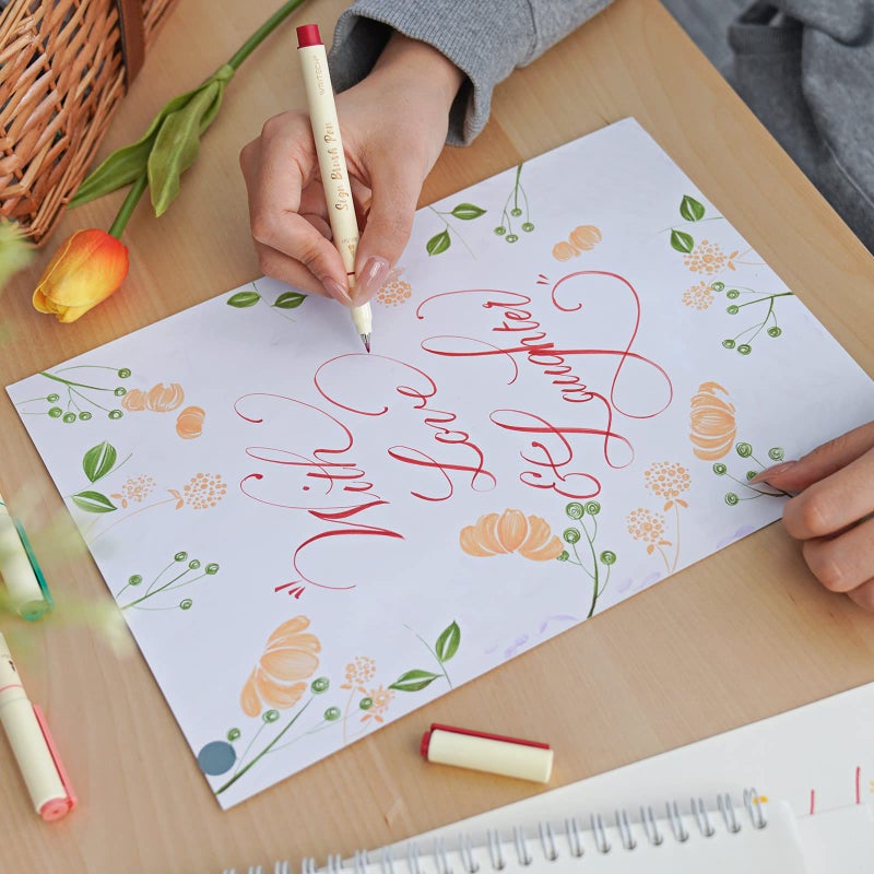 WRITECH Arts Sign Brush Pen Brush Tip Marker Felt Tip Water Based Ink Color Pens 12 Assorted Pastel Colors Great for Lettering, Journaling, Calligraphy (Natural) - Image 5