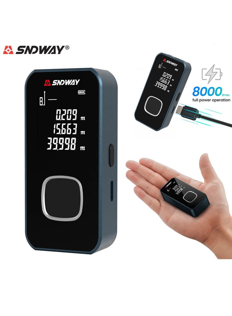 SNDWAY Rechargeable Digital Laser Distance Meter, 60m/196ft Mini Laser Rangefinder with OLED Screen, Handheld Measuring Tool, Mini Laser Tape Measure Distance/Area/Volume/Pythagorean - Image 1