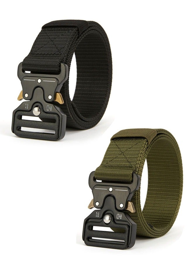 وهاواي 2 Pack Tactical Belt for Men, Military Belt With Quick-Release Metal Buckle, 125cm Heavy-Duty Nylon Work Belt. - Image 1