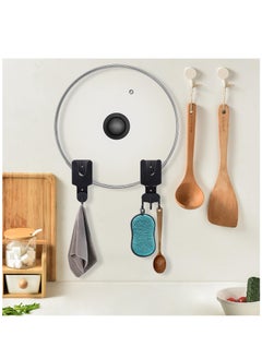 Excefore Pot Lid Holder Wall Mount Plastic Pot Lid Stand Holder Rack Hanging Pan Cover Organizer Self Adhesive with Tape for Kitchen 2 Pcs, Black  - Image 3