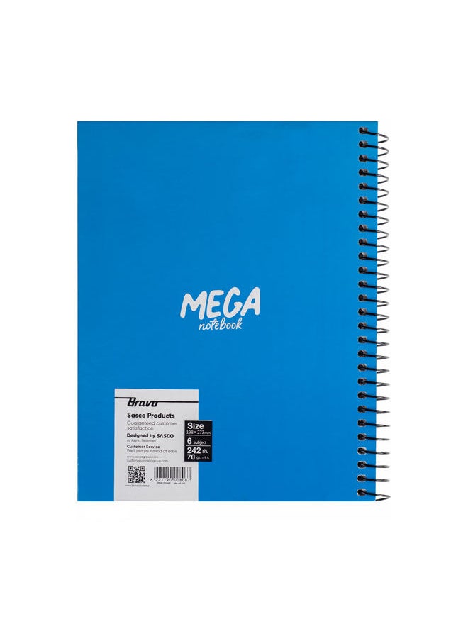 Bravo New Mega Notebook Large - 6 Subjects – Blue  - Image 2