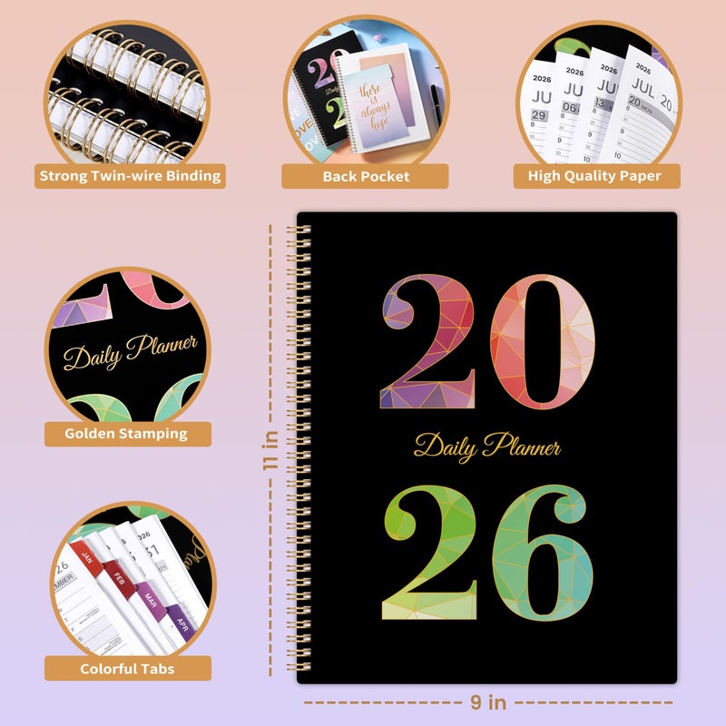 Coboll 2026 Daily Planner - Appointment Book 2026, 9'' x 11'', Hourly Planner JAN.2026 - DEC.2026, Appointment Book with Coated Inner Tabs, Inner Pocket - Image 3