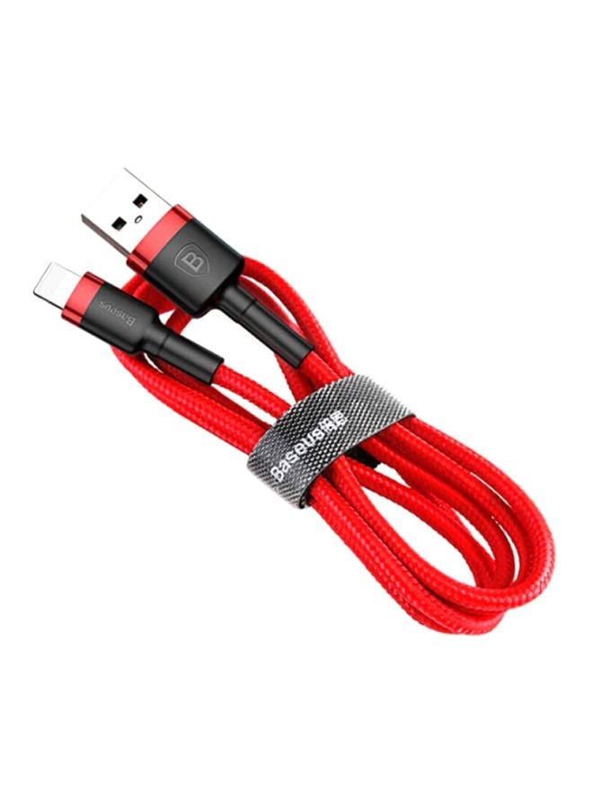 بيسوس كابل USB كافيول لأجهزة آيفون لمزامنة البيانات والشحن بتيار 2.4 أمبير أحمر وأسود - Image 1