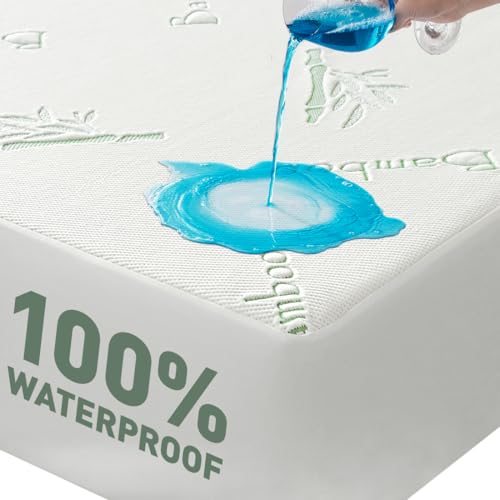 Flippeddream Cooling Queen Mattress Protector100 Waterproof  Noiseless Rayon Fiber Mattress Cover 60 x 80 Size Bed Soft Breathable Guards Against Spills Matterss Pad  Pockets Up to 21