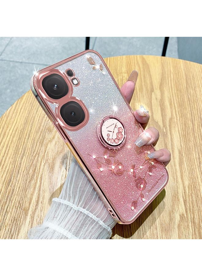 The Bros Case For vivo iQOO Neo9 Pro Gradient Glitter Immortal Flower Ring All-inclusive Phone Case