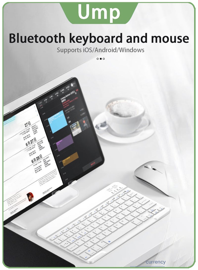 Ump Official Rechargeable Bluetooth Keyboard and Mouse Combo Ultra-thin Portable Compact Wireless Mouse Keyboard Set for Android Windows Tablet Phone iPhone iPad Pro Air Mini, iPad OS/iOS 13 and Later (Black) - Image 2