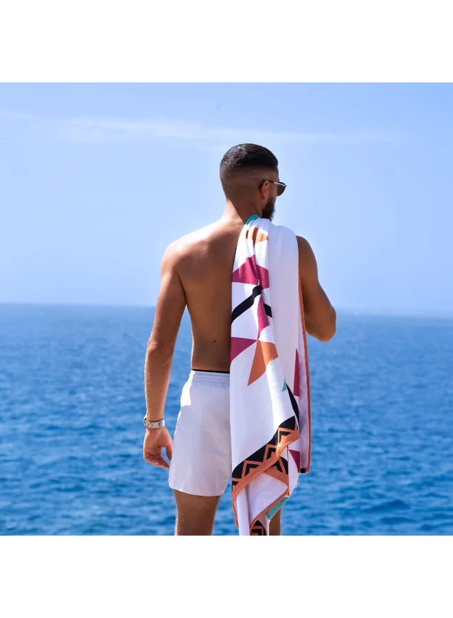 BU Towels Al Sadu Beach Towels | Eco-Friendly | Ultra-Soft &amp; Lightweight | Made from Bamboo viscose, &amp; recycled polyester (70 x 140 cm)