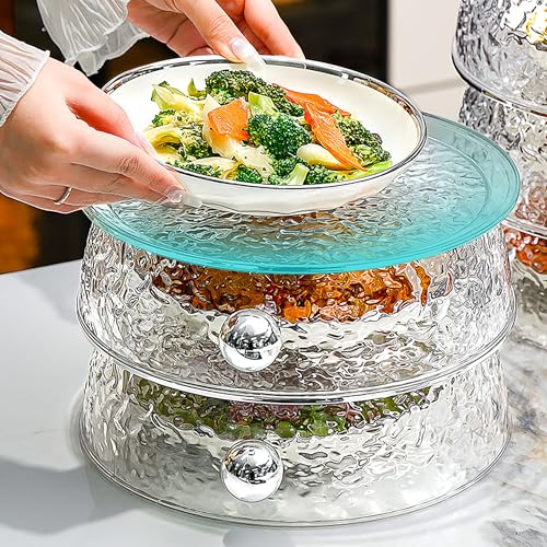 MosQuick® Set of 2 Food cover roti cover lid Stackable with handle fruit basket net cover fruit cover cake cover lid food protector Bug-resistant Cover for Food space saving Fridge storage food cover - Image 5