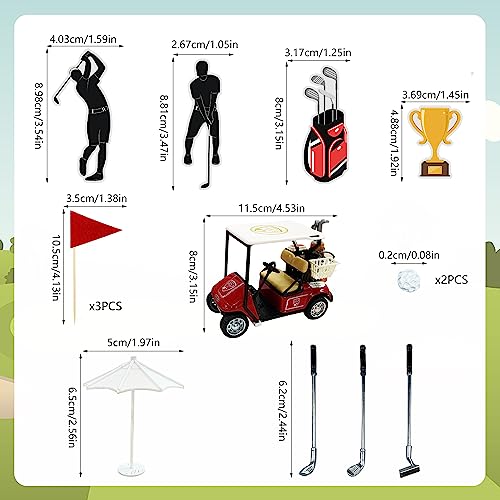 TOSPARTY Golf Cake Decorations Heading for The Red Cake Topper Birthday Decorations for Golfers with Cart Flag Golf Ball for Men Sport Golf Theme Party Supply - Image 5