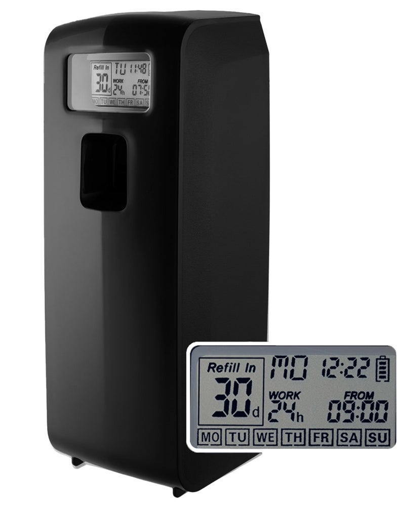 EnBath Programmable Commercial Air Freshener for Businesses or Home, Black LCD Automatic Bathroom Air Freshener Spray Dispenser- Schedule by Day, Time Period, Spray Frequency- Plus Days to Refill Countdown - Image 1